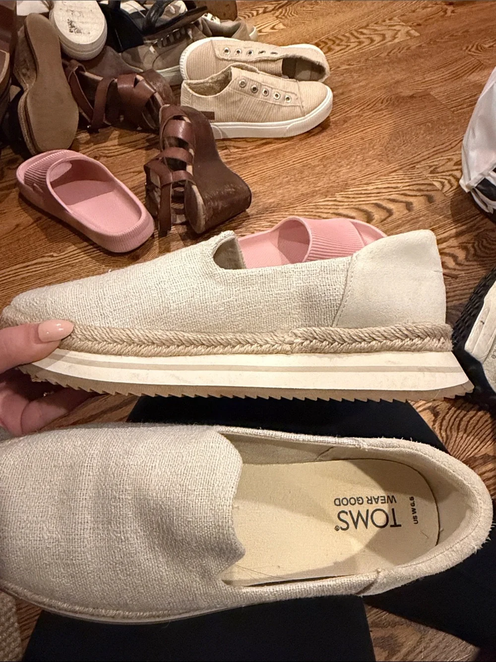 Toms Cream Espadrille Platform Slip-On Sneakers